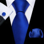 Navy Royal Sky Blue Men Tie Hanky Cufflinks Set Jacquard Cyan Teal Turquoise Necktie for Male Wedding Business