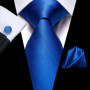 Navy Royal Sky Blue Men Tie Hanky Cufflinks Set Jacquard Cyan Teal Turquoise Necktie for Male Wedding Business