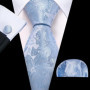 Navy Royal Sky Blue Men Tie Hanky Cufflinks Set Jacquard Cyan Teal Turquoise Necktie for Male Wedding Business