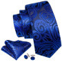 Navy Royal Sky Blue Men Tie Hanky Cufflinks Set Jacquard Cyan Teal Turquoise Necktie for Male Wedding Business
