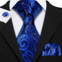 Navy Royal Sky Blue Men Tie Hanky Cufflinks Set Jacquard Cyan Teal Turquoise Necktie for Male Wedding Business