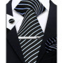 Elegant Ties For Men Paisley Striped Men Luxury Necktie Set Handchief Cufflinks 3 Pcs For mens Business Wedding Suit Accessories