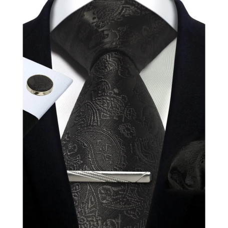 Elegant Ties For Men Paisley Striped Men Luxury Necktie Set Handchief Cufflinks 3 Pcs For mens Business Wedding Suit Accessories