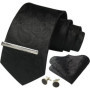 Elegant Ties For Men Paisley Striped Men Luxury Necktie Set Handchief Cufflinks 3 Pcs For mens Business Wedding Suit Accessories