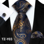 Mens Silk Tie Set Classic Paisley Necktie Handkerchief Cufflinks Set Stripe Floral Tie for Men Formal Business Wedding Party