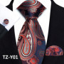 Mens Silk Tie Set Classic Paisley Necktie Handkerchief Cufflinks Set Stripe Floral Tie for Men Formal Business Wedding Party