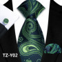 Mens Silk Tie Set Classic Paisley Necktie Handkerchief Cufflinks Set Stripe Floral Tie for Men Formal Business Wedding Party