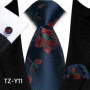 Mens Silk Tie Set Classic Paisley Necktie Handkerchief Cufflinks Set Stripe Floral Tie for Men Formal Business Wedding Party