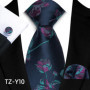 Mens Silk Tie Set Classic Paisley Necktie Handkerchief Cufflinks Set Stripe Floral Tie for Men Formal Business Wedding Party