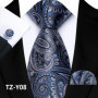 Mens Silk Tie Set Classic Paisley Necktie Handkerchief Cufflinks Set Stripe Floral Tie for Men Formal Business Wedding Party
