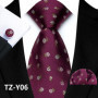 Mens Silk Tie Set Classic Paisley Necktie Handkerchief Cufflinks Set Stripe Floral Tie for Men Formal Business Wedding Party