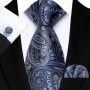 Mens Silk Tie Set Classic Paisley Necktie Handkerchief Cufflinks Set Stripe Floral Tie for Men Formal Business Wedding Party