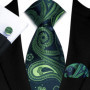 Mens Silk Tie Set Classic Paisley Necktie Handkerchief Cufflinks Set Stripe Floral Tie for Men Formal Business Wedding Party