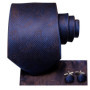 Hi-Tie Mens Gift Tie Set Blue Solid Striped Silk Wedding Tie For Men Fashion Design Quality Tie Hanky Cufflink Set Dropshipping