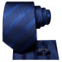Hi-Tie Mens Gift Tie Set Blue Solid Striped Silk Wedding Tie For Men Fashion Design Quality Tie Hanky Cufflink Set Dropshipping