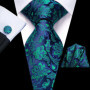 Hi-Tie Mens Gift Tie Set Blue Solid Striped Silk Wedding Tie For Men Fashion Design Quality Tie Hanky Cufflink Set Dropshipping