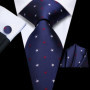 Hi-Tie Mens Gift Tie Set Blue Solid Striped Silk Wedding Tie For Men Fashion Design Quality Tie Hanky Cufflink Set Dropshipping
