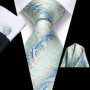 Hi-Tie Mens Gift Tie Set Green Solid Striped Silk Wedding Tie For Men Fashion Design Quality Tie Hanky Cufflink Set Dropshipping