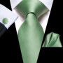 Hi-Tie Mens Gift Tie Set Green Solid Striped Silk Wedding Tie For Men Fashion Design Quality Tie Hanky Cufflink Set Dropshipping