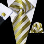 Hi-Tie Mens Gift Tie Set Green Solid Striped Silk Wedding Tie For Men Fashion Design Quality Tie Hanky Cufflink Set Dropshipping