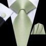 Hi-Tie Mens Gift Tie Set Green Solid Striped Silk Wedding Tie For Men Fashion Design Quality Tie Hanky Cufflink Set Dropshipping