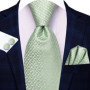 Hi-Tie Mens Gift Tie Set Green Solid Striped Silk Wedding Tie For Men Fashion Design Quality Tie Hanky Cufflink Set Dropshipping
