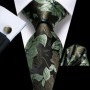 Hi-Tie Mens Gift Tie Set Green Solid Striped Silk Wedding Tie For Men Fashion Design Quality Tie Hanky Cufflink Set Dropshipping