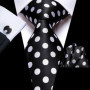 Black White Gray Silver Men Tie Handkerchief Cufflinks Set Jacquard Necktie for Male Wedding Business Party Gift