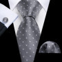 Black White Gray Silver Men Tie Handkerchief Cufflinks Set Jacquard Necktie for Male Wedding Business Party Gift