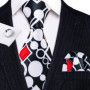 Black White Gray Silver Men Tie Handkerchief Cufflinks Set Jacquard Necktie for Male Wedding Business Party Gift
