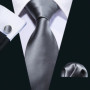 Black White Gray Silver Men Tie Handkerchief Cufflinks Set Jacquard Necktie for Male Wedding Business Party Gift