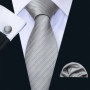 Black White Gray Silver Men Tie Handkerchief Cufflinks Set Jacquard Necktie for Male Wedding Business Party Gift