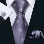 Black White Gray Silver Men Tie Handkerchief Cufflinks Set Jacquard Necktie for Male Wedding Business Party Gift