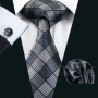 Black White Gray Silver Men Tie Handkerchief Cufflinks Set Jacquard Necktie for Male Wedding Business Party Gift