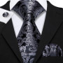 Black White Gray Silver Men Tie Handkerchief Cufflinks Set Jacquard Necktie for Male Wedding Business Party Gift