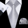 Black White Gray Silver Men Tie Handkerchief Cufflinks Set Jacquard Necktie for Male Wedding Business Party Gift