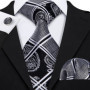 Black White Gray Silver Men Tie Handkerchief Cufflinks Set Jacquard Necktie for Male Wedding Business Party Gift