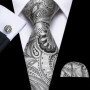 Black White Gray Silver Men Tie Handkerchief Cufflinks Set Jacquard Necktie for Male Wedding Business Party Gift