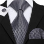 Black White Gray Silver Men Tie Handkerchief Cufflinks Set Jacquard Necktie for Male Wedding Business Party Gift