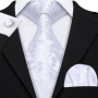 Black White Gray Silver Men Tie Handkerchief Cufflinks Set Jacquard Necktie for Male Wedding Business Party Gift