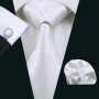 Black White Gray Silver Men Tie Handkerchief Cufflinks Set Jacquard Necktie for Male Wedding Business Party Gift