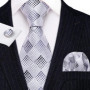 Black White Gray Silver Men Tie Handkerchief Cufflinks Set Jacquard Necktie for Male Wedding Business Party Gift