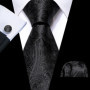 Black White Gray Silver Men Tie Handkerchief Cufflinks Set Jacquard Necktie for Male Wedding Business Party Gift