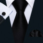Black White Gray Silver Men Tie Handkerchief Cufflinks Set Jacquard Necktie for Male Wedding Business Party Gift