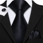 Black White Gray Silver Men Tie Handkerchief Cufflinks Set Jacquard Necktie for Male Wedding Business Party Gift