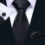 Black White Gray Silver Men Tie Handkerchief Cufflinks Set Jacquard Necktie for Male Wedding Business Party Gift