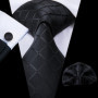 Black White Gray Silver Men Tie Handkerchief Cufflinks Set Jacquard Necktie for Male Wedding Business Party Gift