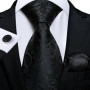 Black White Gray Silver Men Tie Handkerchief Cufflinks Set Jacquard Necktie for Male Wedding Business Party Gift