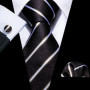 Black White Gray Silver Men Tie Handkerchief Cufflinks Set Jacquard Necktie for Male Wedding Business Party Gift
