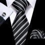 Black White Gray Silver Men Tie Handkerchief Cufflinks Set Jacquard Necktie for Male Wedding Business Party Gift